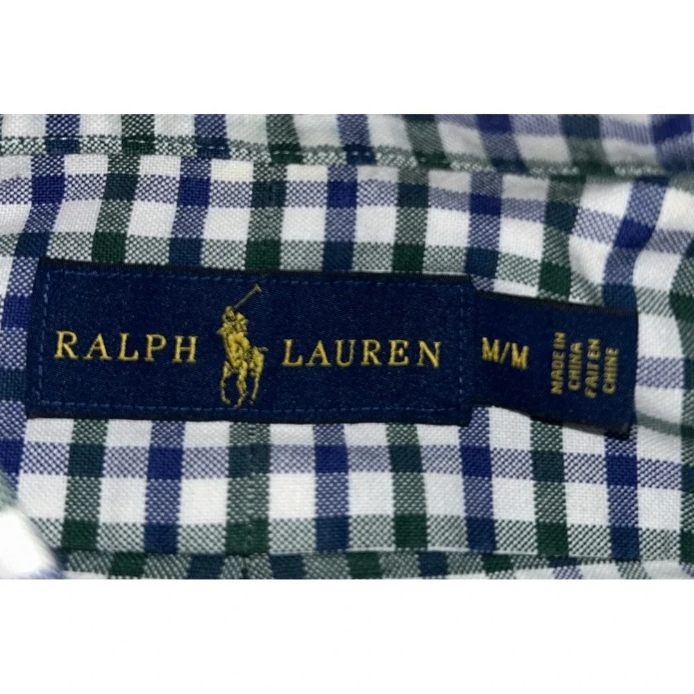 Polo Ralph Lauren Men's Medium Gingham Check Flesh Pony Button Down - Picture 2 of 9